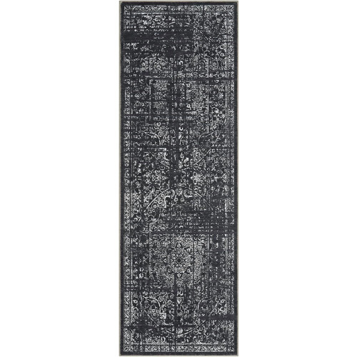 Hallway Runner Rug Black 2 ft x 6 ft Non-Slip Washable 1