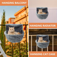 Hanging Cat Hammock with Steel Frame - Cozy Elevated Pet Bed for Cats & Small Dogs, Easy Install Window-Mounted