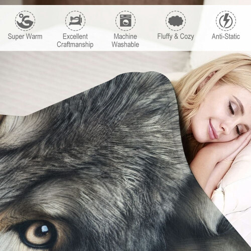 Wolf Theme Flannel Blanket Microfiber Polyester 40x50 in 2