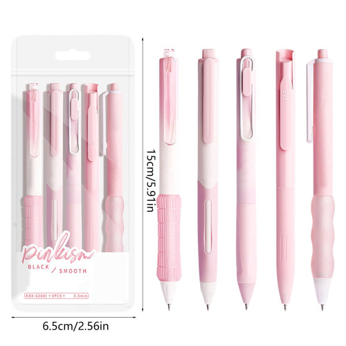 Σετ στυλό Japceit Gel Ink 5 τεμαχίων, μύτη 0,5 mm, γρήγορο στέγνωμα, ανασυρόμενο, απαλό 2
