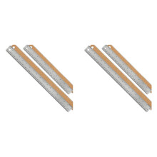 4x Metalen Liniaal met Kurkrug:(12+18 Inch) Roestvrijstalen Liniaal Antislip Linialen met Inch en Centimeter