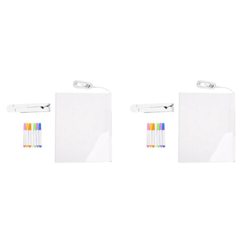 2X LED Note Board, Glowing Acrylic Message  Board with Light, Board Note Illuminated White Board (11.8 X 7.9In)