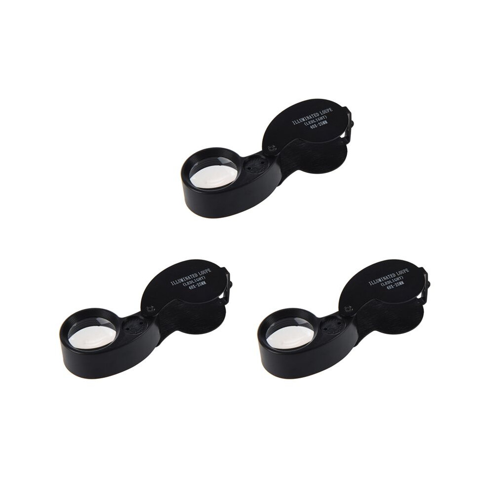 Torribaly Light 3Pcs 40X 25Mm Eyes Optical Glass Loupe Magnifier Magnifying Led