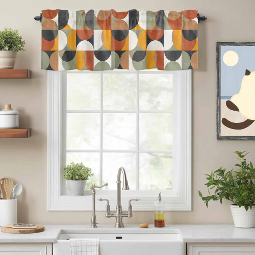 Γεωμετρικό βαλάνς σε στυλ Mid-Century Color Block, με θήκη για ράβδους, 42x12 ίντσες, για 1
