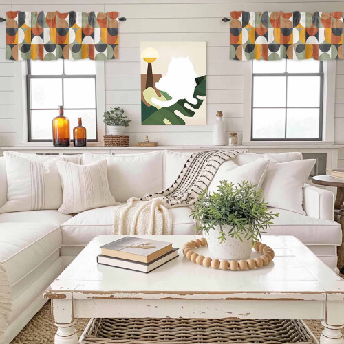 Γεωμετρικό βαλάνς σε στυλ Mid-Century Color Block, με θήκη για ράβδους, 42x12 ίντσες, για 2
