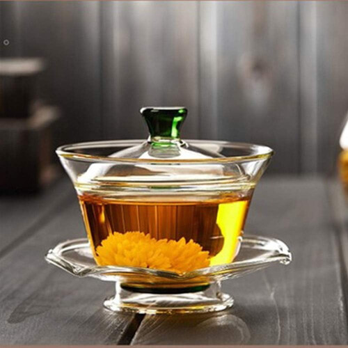 Κινέζικο γυάλινο ποτήρι τσαγιού Gaiwan Traditional Kongfu 170ml, κλασικό σετ τσαγιού με καπάκι 2