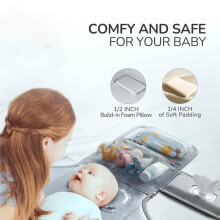 Portable Diaper Changing Pad for Baby, Detachable Travel Changing Pad with Baby Wipes Pocket, Gifts for Baby Shower