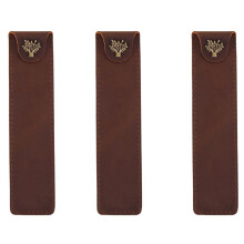 3X Echtes LEDer Federbeutel Halter Single Pencil Bag Federtasche mit Druckknopf für Rollerball Fountain Ballpoint Pen-Brown