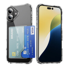 Transparente Acryl-Handyhülle mit seitlichem Kartenfach und Stoßschutz, kompatibel mit iPhone 17