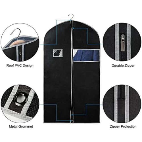 Conjunto de 8 capas para roupas de 40 polegadas, capas para ternos para homens/mulheres, compatíveis com varões de armário. 2