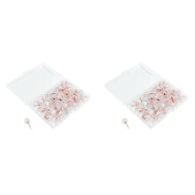 200Pcs Rose Gold Push Pins ThumbTacks Transparent Plastic Round Map Tacks