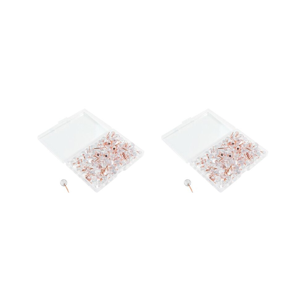 200Pcs Rose Gold Push Pins Thumbtacks Transparent Plastic Round Map Tacks 4711439711301
