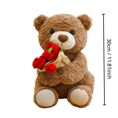 Bärenplüschtier mit roter Rose, 30 cm 1