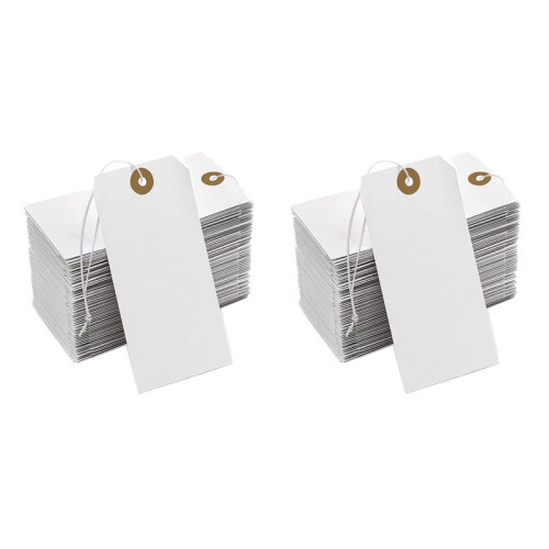 Large Reinforcing Hole Paper Tag with String Attached,400 Pcs Paper Hanging Tags with Elastic Rope Attached