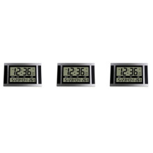 3X Digital Wall Clock LCD Large Number Temperature Calendar Alarm Table Desk Clock Modern Design Office Home Silver