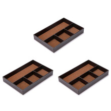 3X 4 Slots Desk Drawer Organizer, Pu Leather Drawer Storage Organizer Divider (Brown)