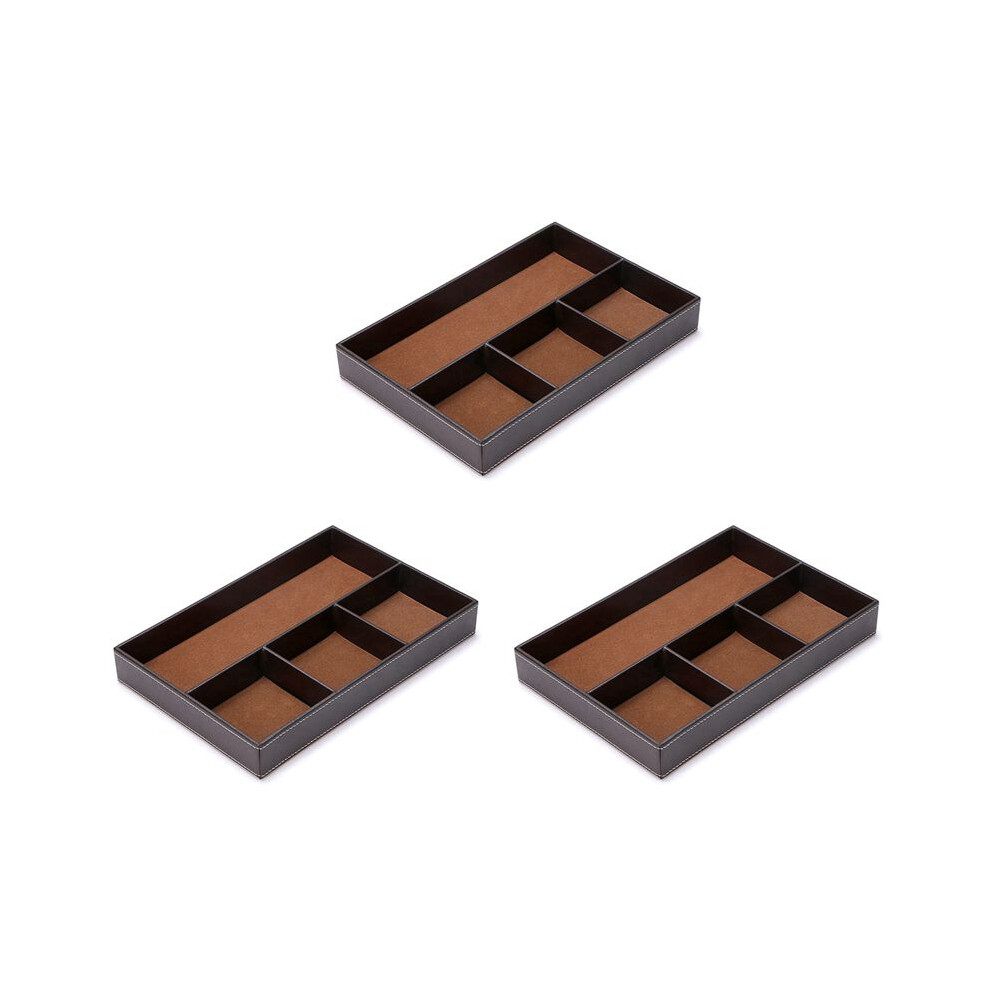 3X 4 Slots Desk Drawer Organizer, Pu Leather Drawer Storage Organizer Divider (Brown) 6031076022911