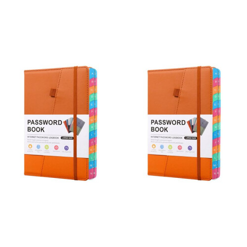 2X Livro Protetor de Senhas com Abas AlfabéTicas Coloridas e Dois Marcadores, para Idosos 8,4 X 5,9 Polegadas, EndereçO de Internet A