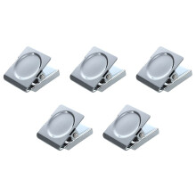 5X Silver Tone Spring Loaded Memo Ticket Magnetic Fridge Wall Clip