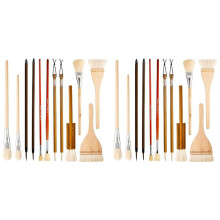 Ensemble de 24 Pinceaux à GlaçAge en CéRamique, Pinceaux à GlaçAge en Poterie, Aquarelle Acrylique pour Dessin, Artistes, Peinture, ÉTudiants,
