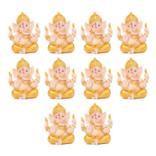 10X Haidianzi Gold Lord Ganesha Boeddhabeeld Olifant God Sculpturen Ganesh Beeldjes