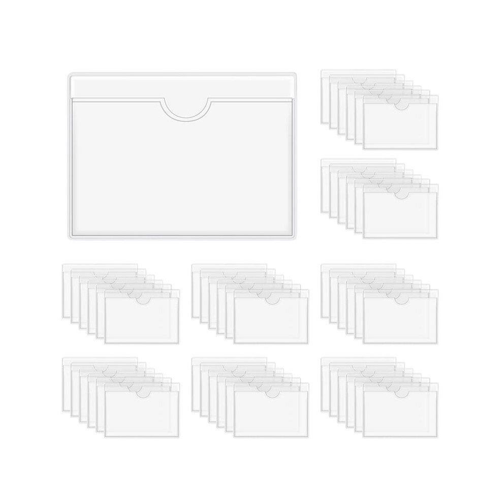600Pcs Self-Adhesive Label Holder Card Pockets Label Holder Clear Library Card Holders With Top Open For Index Cards 6031568469644