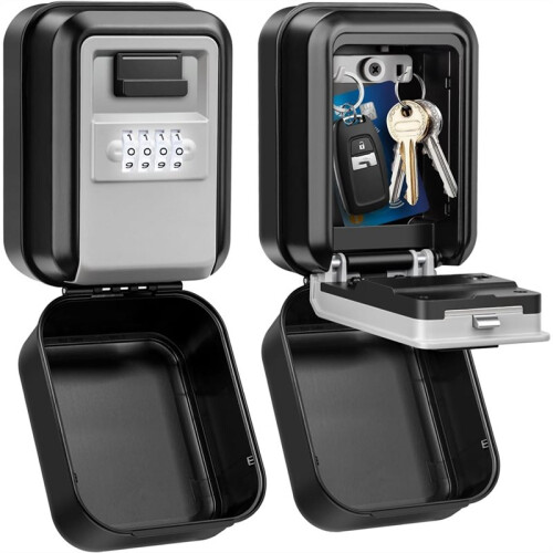 Key Lock Box, Waterproof Wall Mount Lock Box for Keys with Code, 4 Digit Combination Lockbox for Home Office Garage B