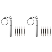 2X Portable Key Ring Stainless Steel Telescopic Pen Telescoping Ballpoint Pen Keychain Tool for Outdoor Travel