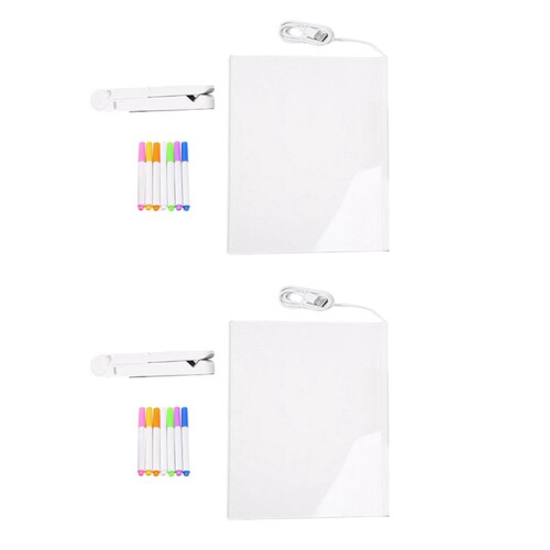 2X LED Note Board, Glowing Acrylic Message  Board with Light, Board Note Illuminated White Board (5.9 X 5.9In) 1