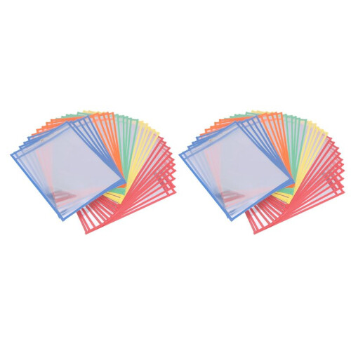 60 Multicolored Dry Erase Pockets,Oversize 10 x 13 Pockets,Perfect for Classroom Organization,60 Pack 1