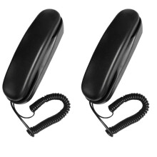 2X Wired Wall Phone, Hotel Small Phone, Suitable for Home/Bathroom/School/Office Fixed Wall Phone, Black