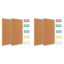 4X Cork Board Bulletin Board, Small Rectangular Pin Board for Wall, Self-Adhesive Cork Board for Office, School and Home