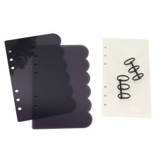 A6 Roze Zwarte Bloemblaadjes Acryl Ringbandhoes voor DIY Dagboek en Planner Benodigdheden E