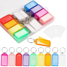 36er-Pack Schlüsselanhänger mit Etiketten in 9 Farben, Ersatzetiketten, Kunststoffbox für Schlüssel, Haustiere, Gepäck