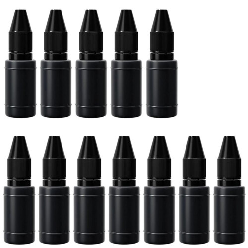 12-Pack Black Ink Refill, 10ml Waterproof Fast-Drying Stamp Ink for Office and Scrapbooking