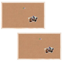 Set di Bacheche In Sughero con Cornice In Legno e Puntine da Disegno - 60 cm X 40 cm, Confezione da 2
