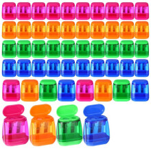 Dual Holes Manual Pencil Sharpeners, Compact Handheld Colored Pencil Sharpener with Lid for School, Office 48 Pcs