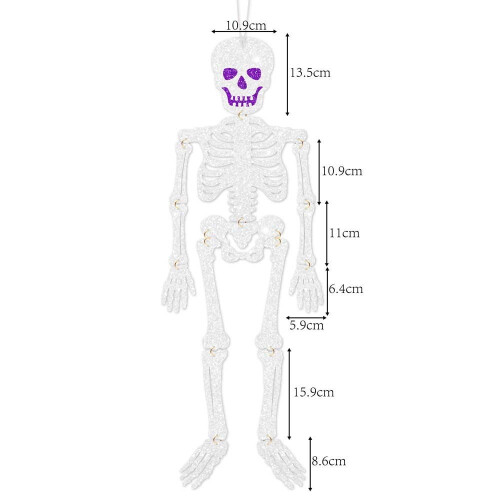 Glitter Skeleton Door Hanger – 26 Inch Poseable Skull 1