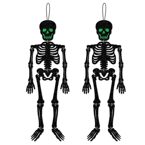 Glitter Skeleton Door Hanger – 26 Inch Poseable Skull 2