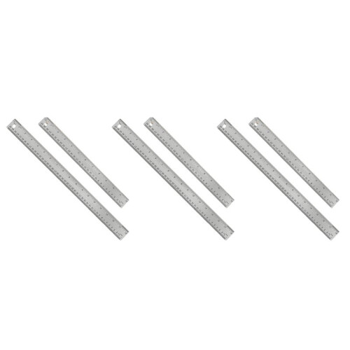 6X RéGua de Metal com Suporte de CortiçA:(12+18 Polegadas) RéGua de AçO InoxidáVel RéGuas Antiderrapantes com Polegadas e CentíMetros