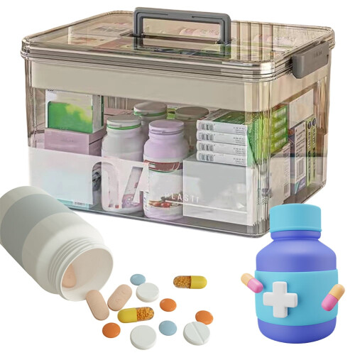 Contenitore trasparente extra large per medicinali con maniglie 2