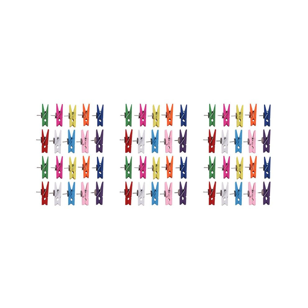 Push Pins With Wooden Clips Pushpins Tacks Thumbtacks, Paper Clips With Pins For Offices Home Schools Use 60Pcs 6034064133323
