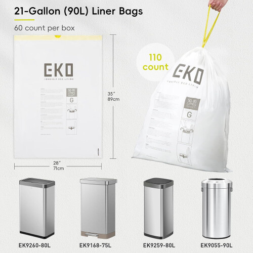 21 Gallon Drawstring Trash Bags 60 Count White 1