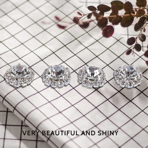 Crystal Rhinestone Button Flat back Decoration DIY 15mm 10 Pcs Clear 2