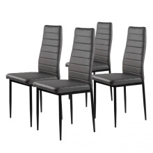 Set 4 scaune pentru living si sufragerie cu piele ecologica, spatar ergonomic, gri