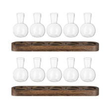 2X Plant Terrarium Propagation Station, Glass Planter Bulb Vase with Wooden Tray, Modern Bud Vases