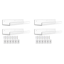 4Pack Acrylic Shelves for Wall Storage,15Inch Floating Bookshelves for Kids,Display Shelf Organizer for Bathroom,Bedroom