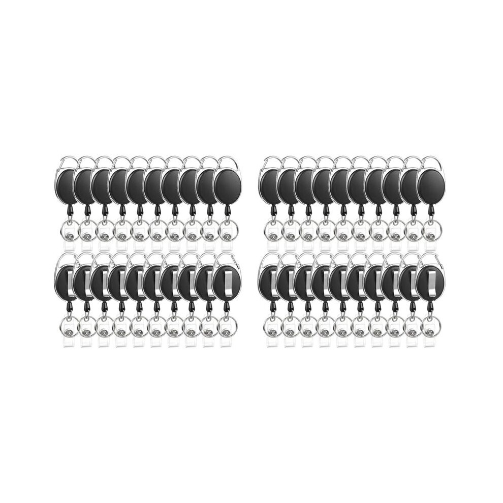 40 Pack Badge Reels Retractable Id Badge Holder With Carabiner Heavy Duty Badge Reel Clip And Key Chain For Work Office 6033474137099
