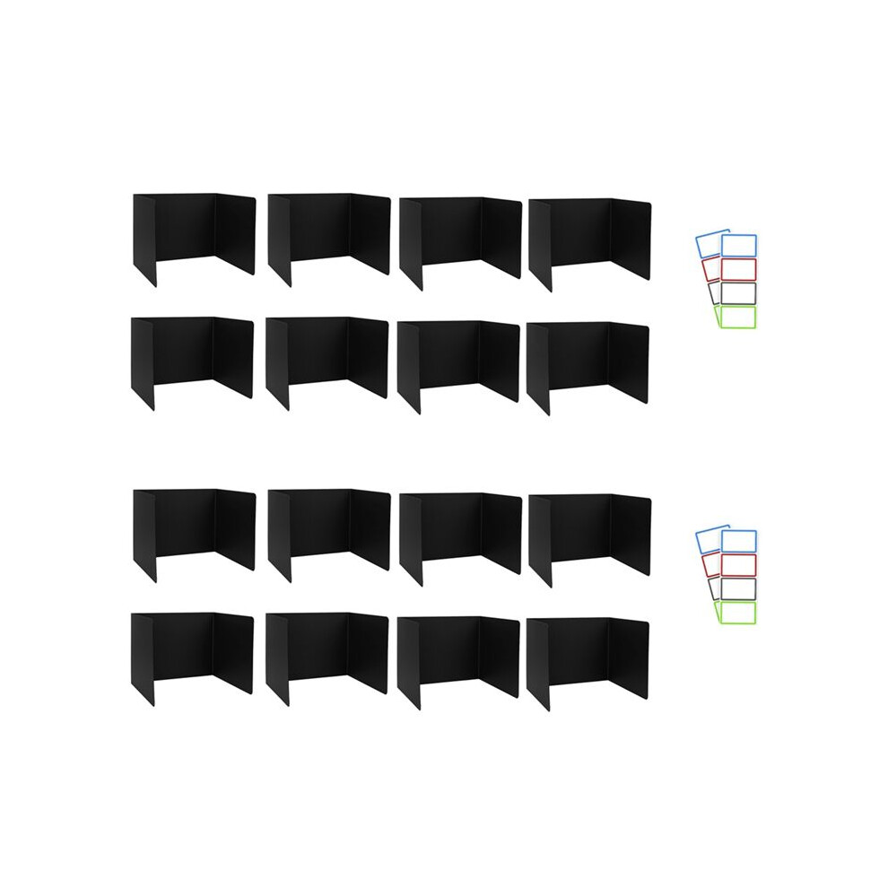 16 Pack Desk Dividers For Students, Waterproof Plastic Study Carrel Divider,Easy To Clean Privacy Classroom Shield Black 4712344328783