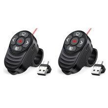 2X Oplaadbare USB Type C Draadloze Presentatieclicker, Vingerringpresentaties Powerpoint-Clicker met Lichtaanwijzer